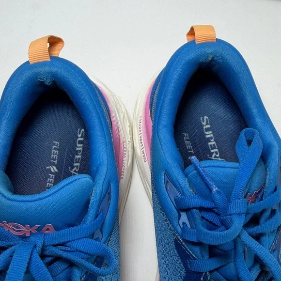 Hoka Women's Blue Running Shoes with Pink & Orange Accents Size 9.5B - Picture 6 of 8
